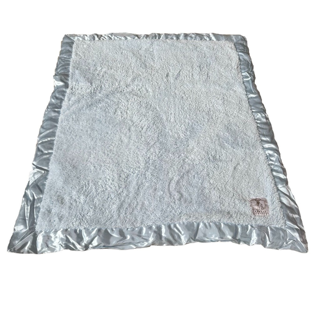 Little Giraffe Luxe Satin Trimmed Chenille Soft Faux Fur Baby Blanket Blue USA